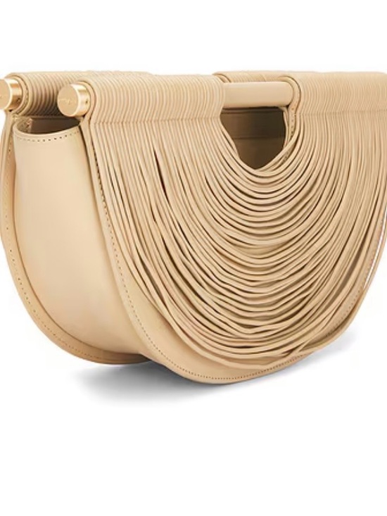 cult gaia Handbags - Cult Gaia Lou Bag Beige Fringed Half-Moon Top-Handle Clutch